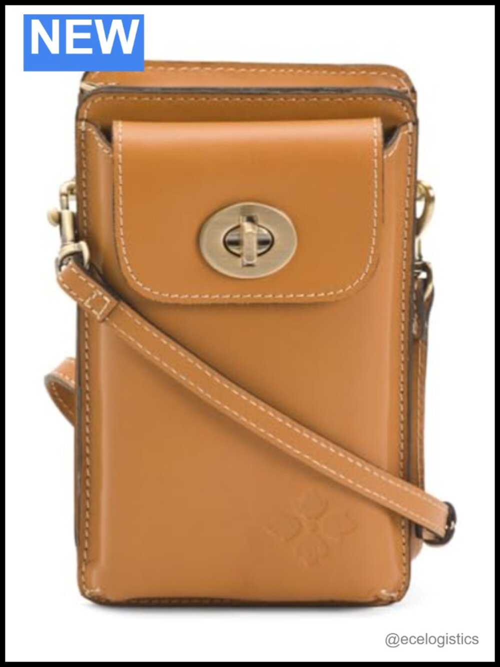 100% Full Grain Leather Fits Phone Crossbody Sling Bag Flared Edge